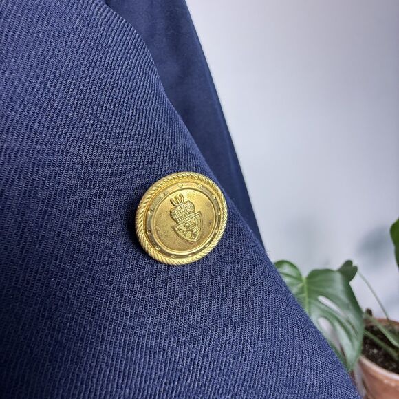 Vintage Talbots Navy Worsted Wool Double Breasted Blazer Gold Buttons, USA Made - Picture 6 of 13
